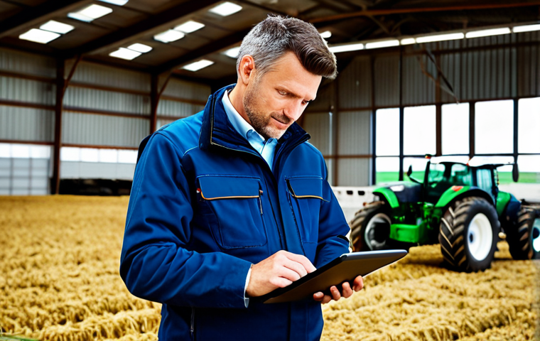 Modern Farm Management**

"A fully clothed Agrarbetriebswirt (agricultural business manager) in appropriate attire, standing in a modern, high-tech barn, examining data on a tablet, safe for work, professional, correct proportions, perfect anatomy, farm equipment in background, natural pose, well-formed hands, proper finger count, appropriate content, family-friendly."

**