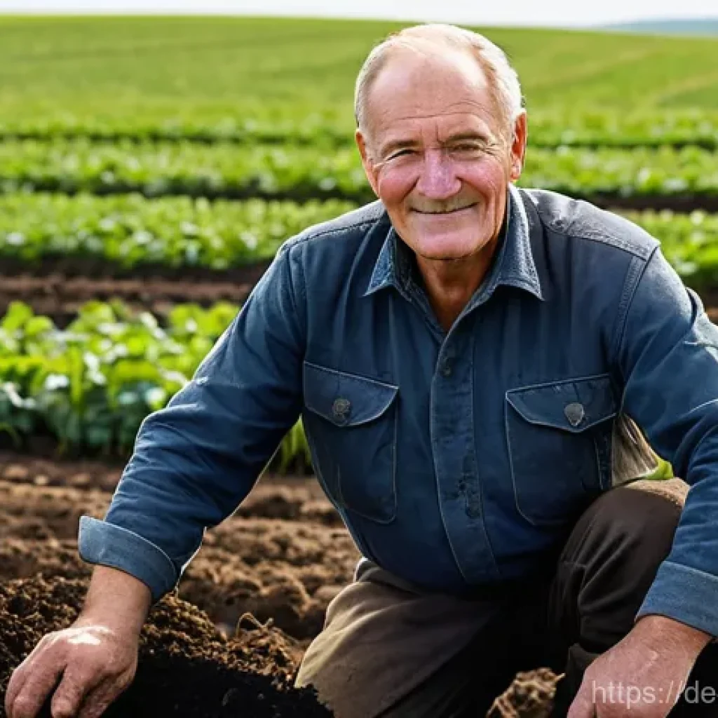 농업경영사로서 농업재해 대응 사례 - **Prompt:** A close-up, medium-shot photograph of a seasoned German farmer, approximately 50-60 year...