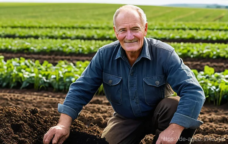 농업경영사로서 농업재해 대응 사례 - **Prompt:** A close-up, medium-shot photograph of a seasoned German farmer, approximately 50-60 year...