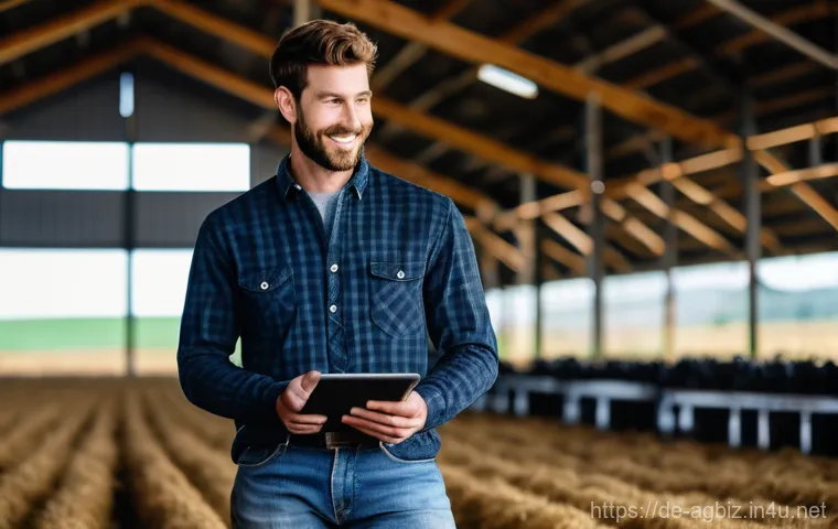 농업경영사 업무 스트레스 관리법 - **Community and Collaborative Farming:** A diverse group of four farmers, two men and two women of v...