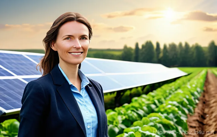 농업경영사 자격증으로 취업한 사람들의 후기 - **Prompt:** A young, professional "Landwirtschaftsmeister" (agricultural master) in modern, clean wo...
