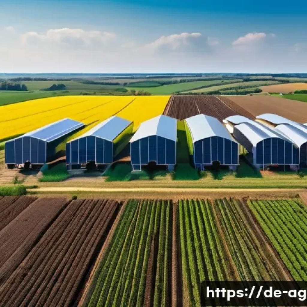 농업경영사와 농촌사회 발전 기여 사례 - A modern German rural farm landscape featuring precision agriculture technology: detailed GPS-guided...