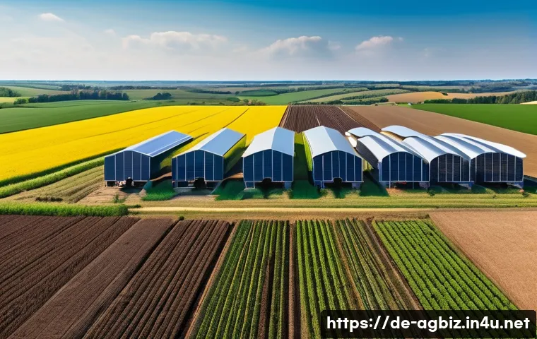 농업경영사와 농촌사회 발전 기여 사례 - A modern German rural farm landscape featuring precision agriculture technology: detailed GPS-guided...