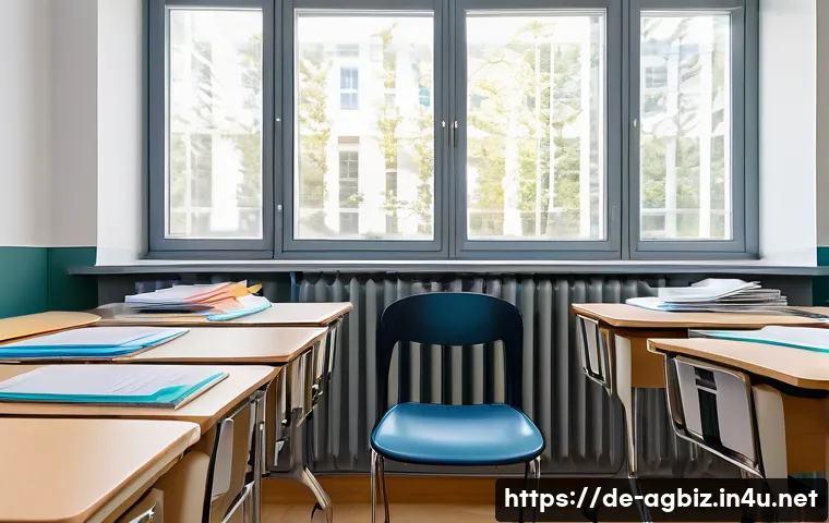 농업경영사 자격증 시험장에서의 유의점 - A neat and well-organized exam desk setup in a bright, quiet classroom in Germany, featuring a clear...