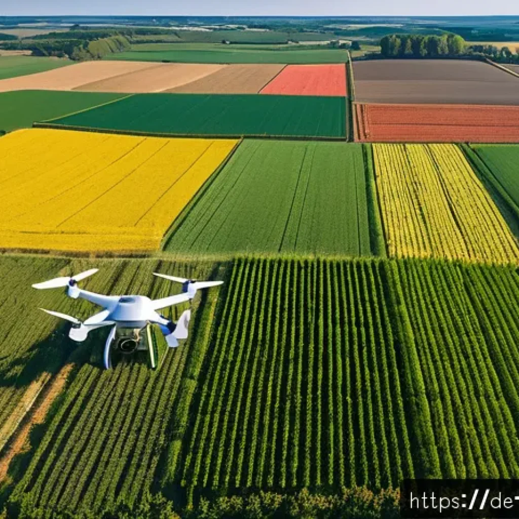농업경영사와 스마트 농업의 접점 - A modern German farm landscape under bright daylight featuring a farmer operating a drone equipped w...