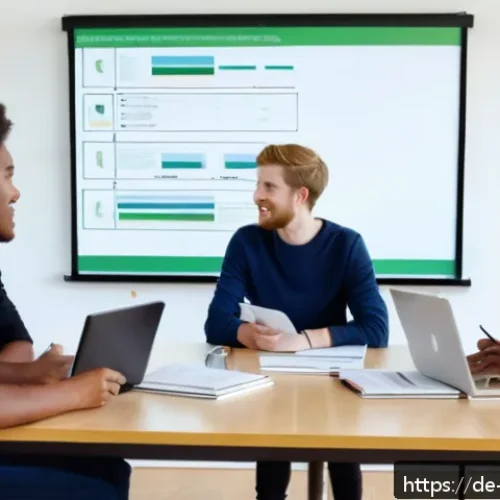 Home 32 농업경영사 시험 대비 스터디 그룹 운영법 - A diverse study group of young adults in a modern German library setting, sitting around a large woo...