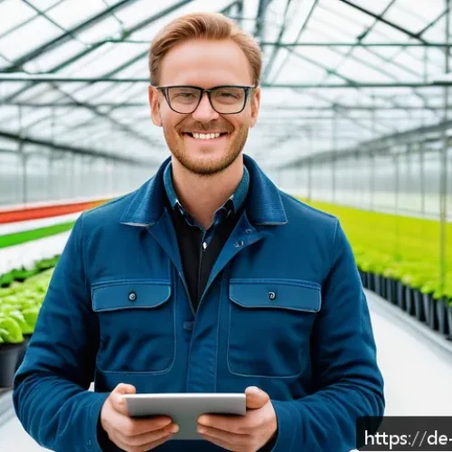 농업경영사 자격증으로 해외 취업하기 - A professional agricultural manager standing confidently in a modern greenhouse in the Netherlands, ...